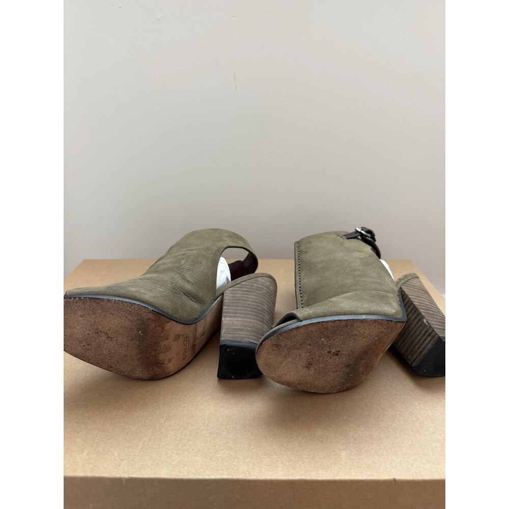 Coach Saratoga Nubuck Peep Toe Booties Size 5 Olive Color - Picture 6 of 12